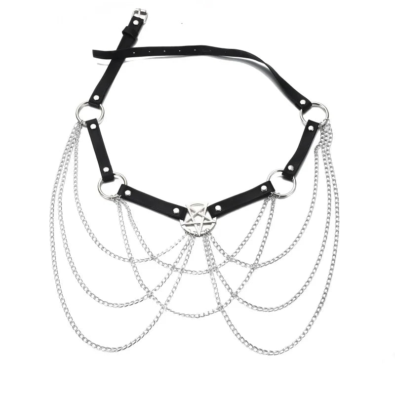 Pentagram Leather Waist Chain