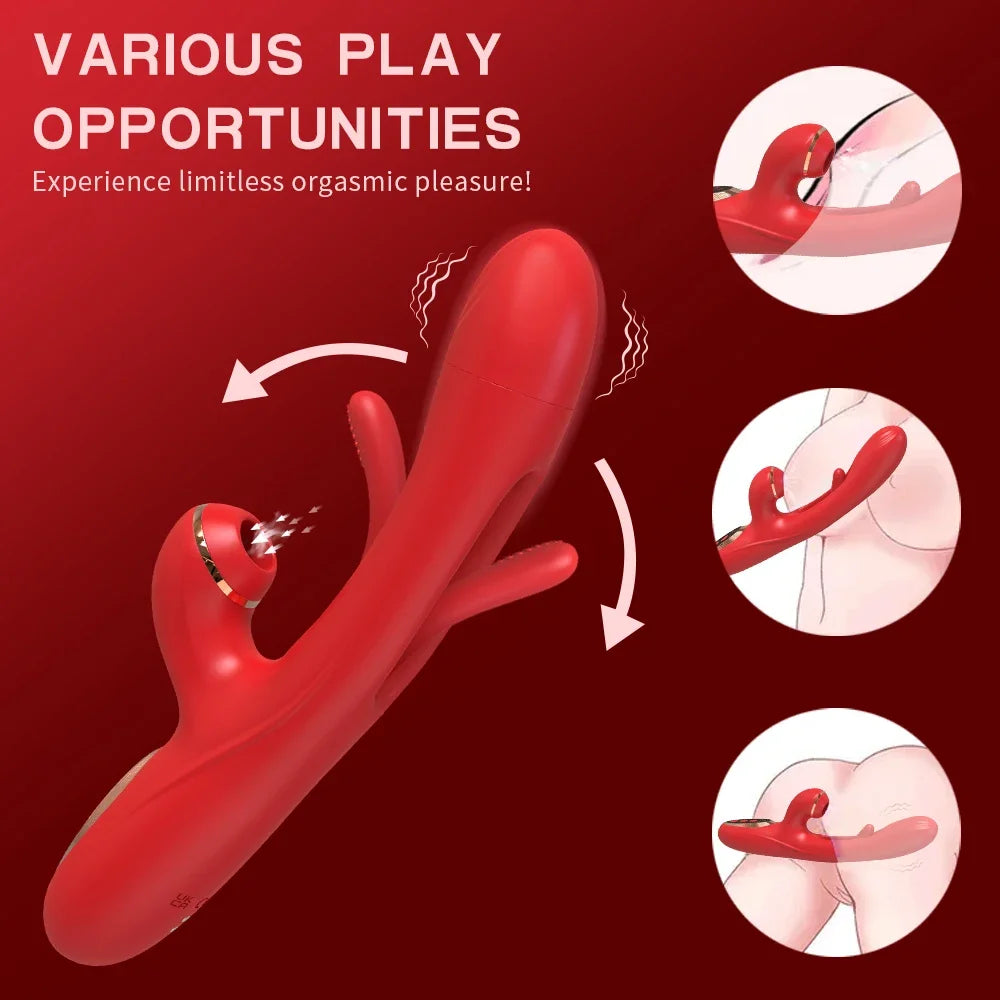 Silicon Vibrating Rabbit Dildo with G-spot Simulator - Waterproof