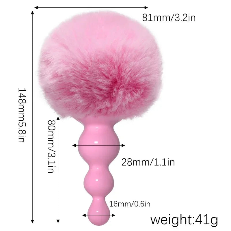 Silicone Anal Plug Plush Rabbit Tail Sex Toy