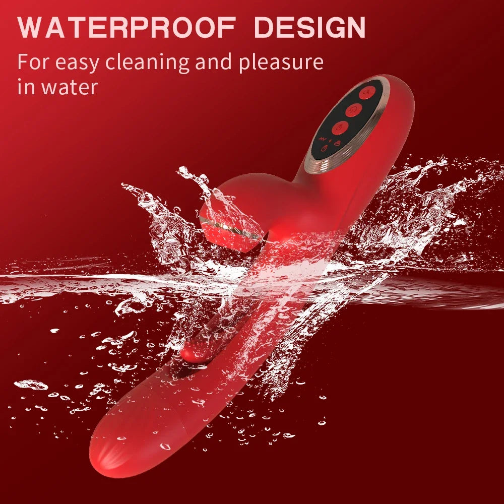 Silicon Vibrating Rabbit Dildo with G-spot Simulator - Waterproof