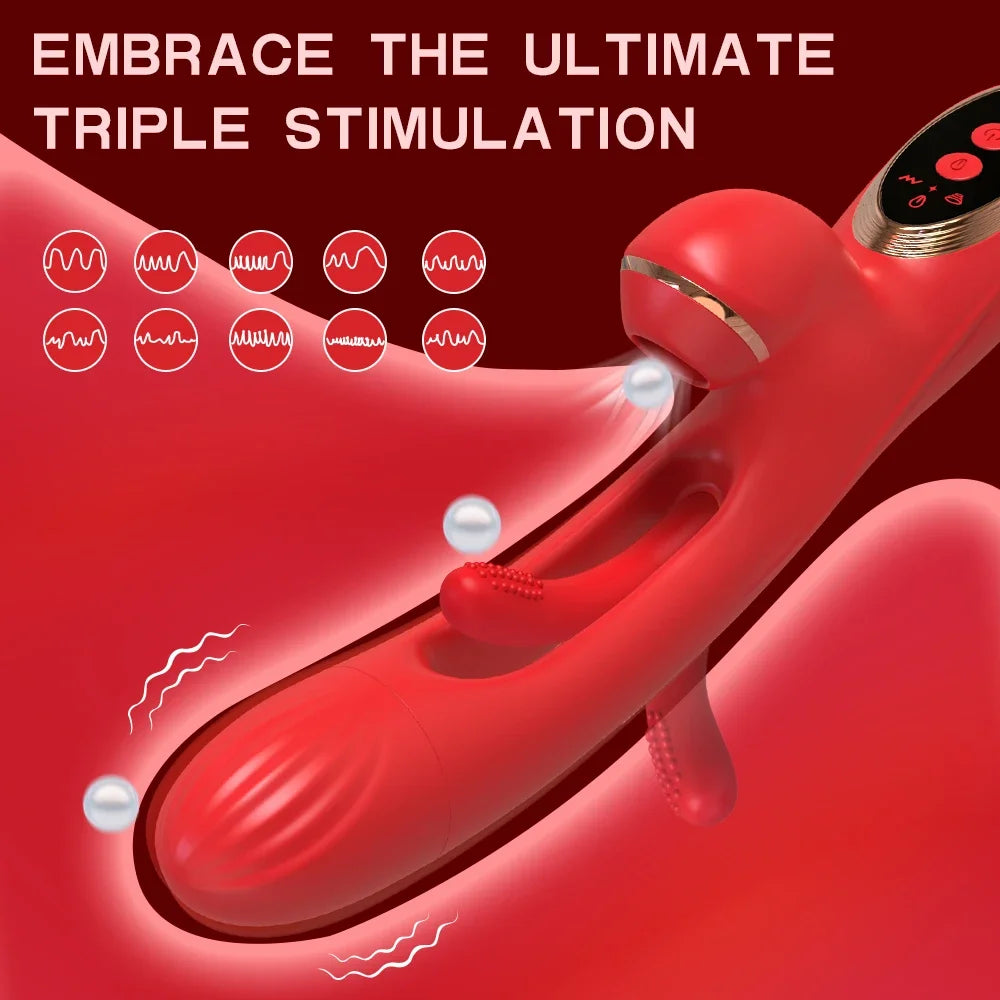 Silicon Vibrating Rabbit Dildo with G-spot Simulator - Waterproof