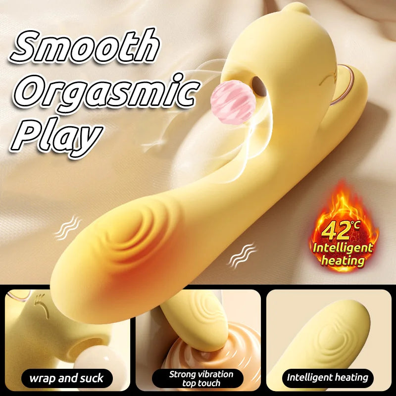 Silicon Rabbit Dildo with Suction Function Waterproof