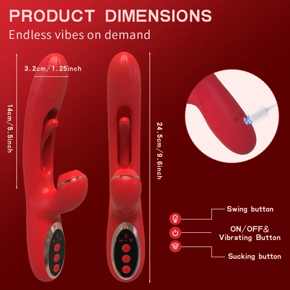 Silicon Vibrating Rabbit Dildo with G-spot Simulator - Waterproof