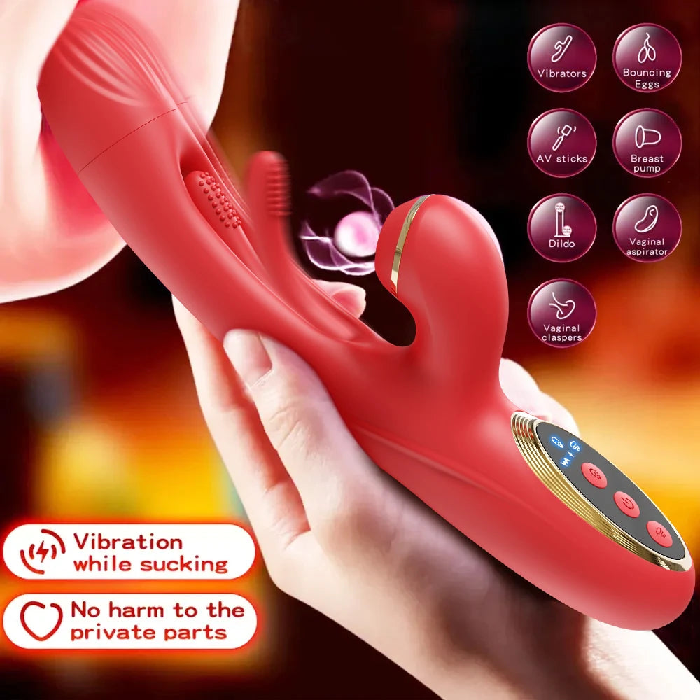 Silicon Vibrating Rabbit Dildo with G-spot Simulator - Waterproof