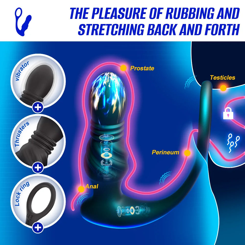 Thrusting Prostate Massager and Cock Ring