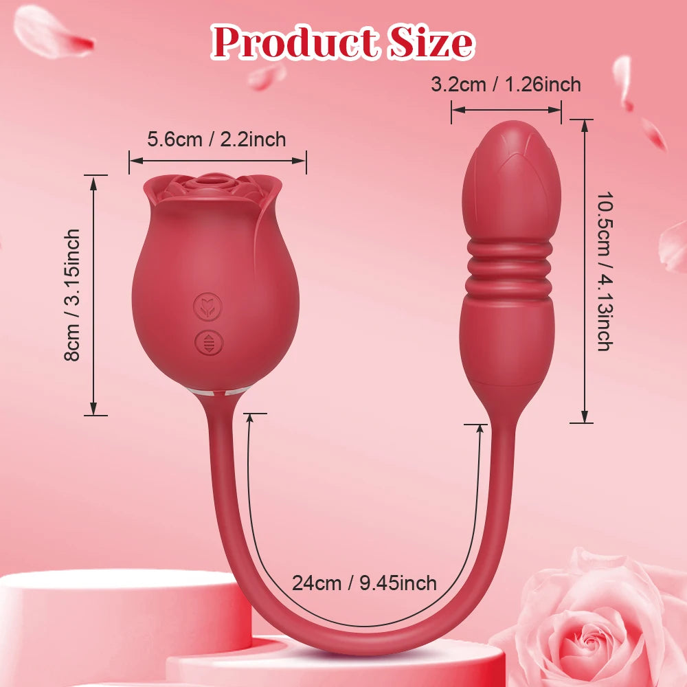 Pink Rose 2 in 1 Dildo Vibrator with Suction Function