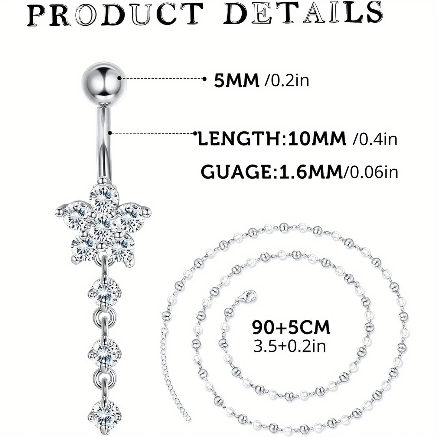 Silver Seduction - Stainless Steel Belly Ring & Waist Chain