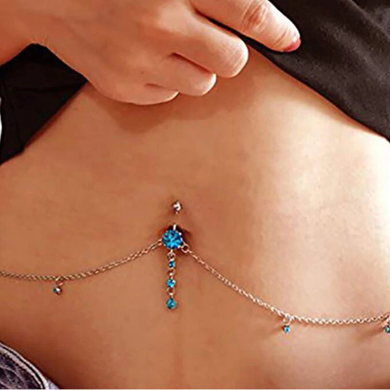 Rhinestone Dangle Belly Button Chain