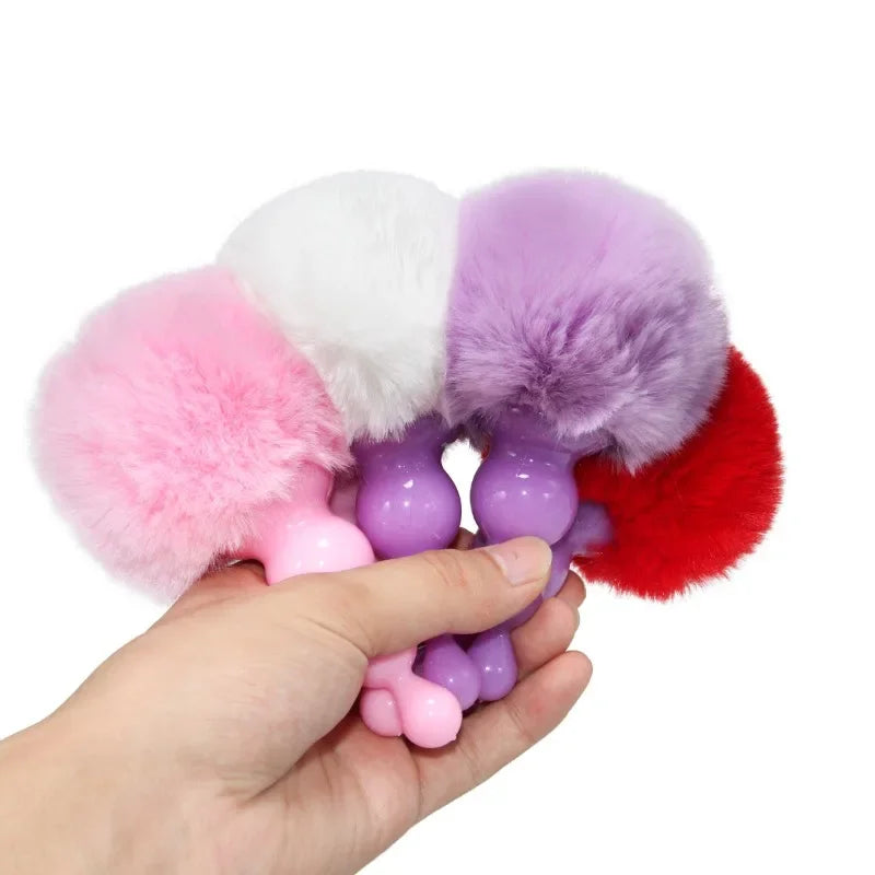 Silicone Anal Plug Plush Rabbit Tail Sex Toy